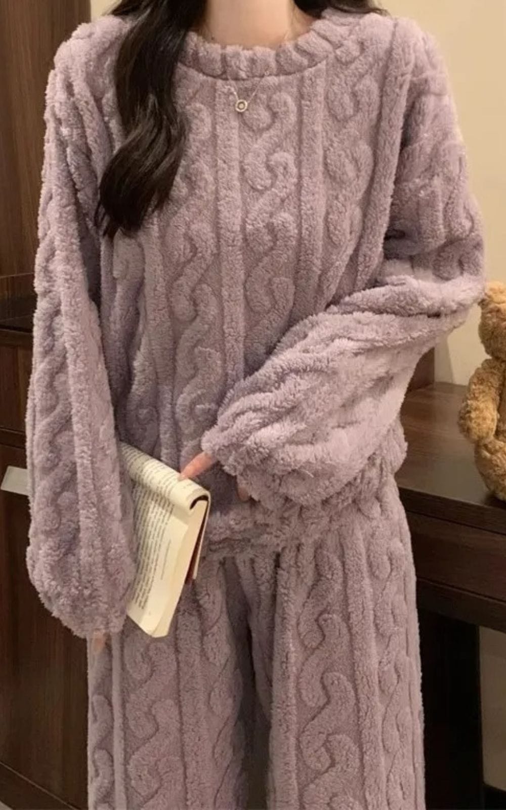 Pyjama Chaud Femme | Polaire Lavande / convient aux silhouettes de 40 kg à 70 kg