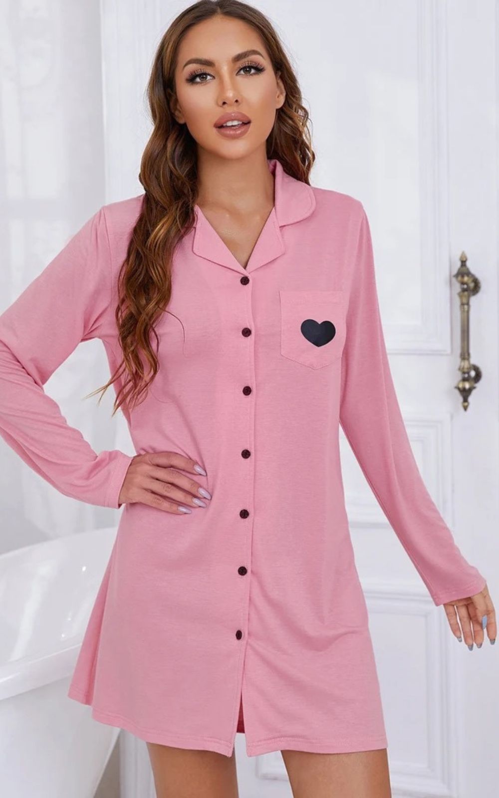 HeartPrintCharm | Chemise de Nuit Boutonnée