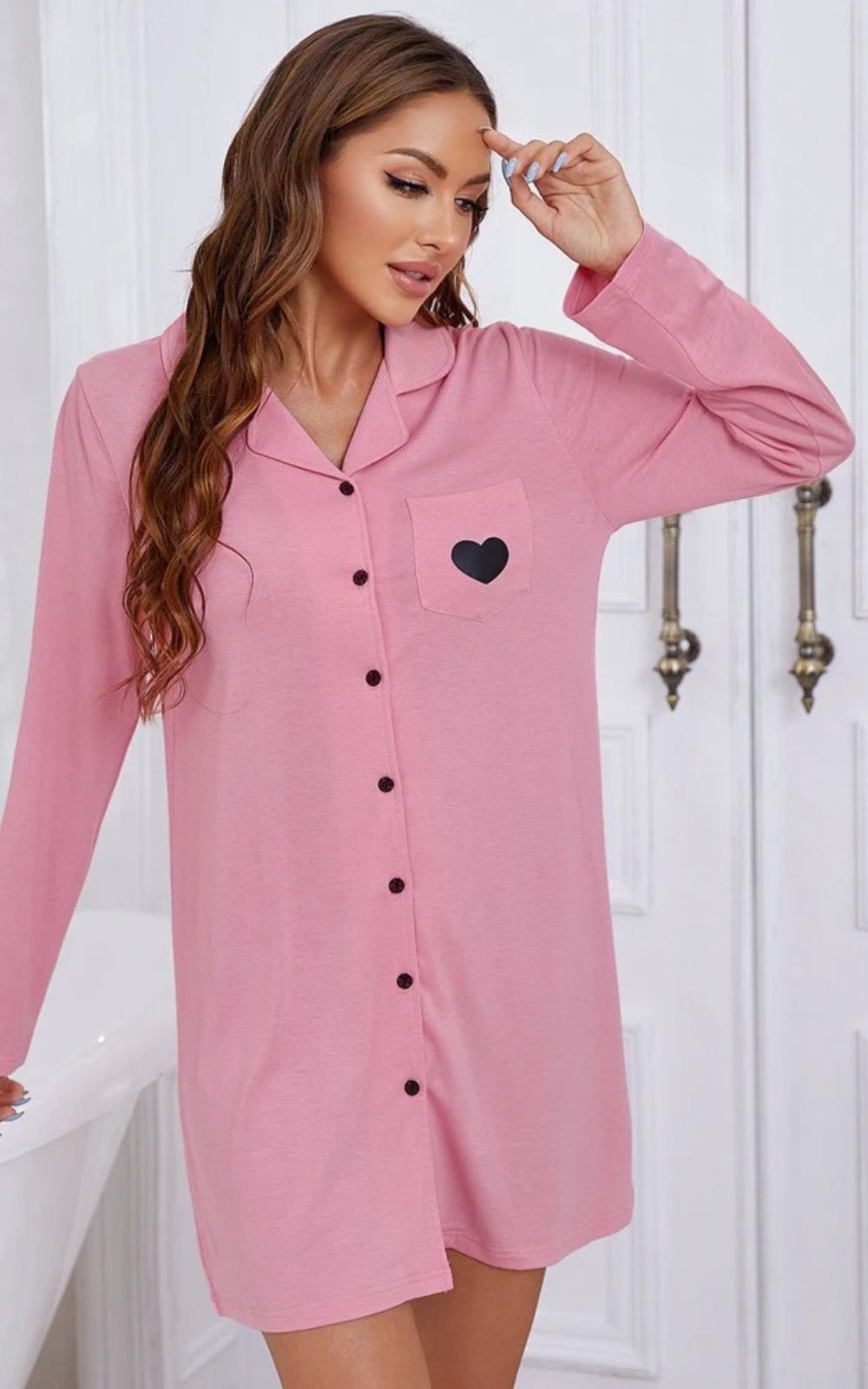 HeartPrintCharm | Chemise de Nuit Boutonnée