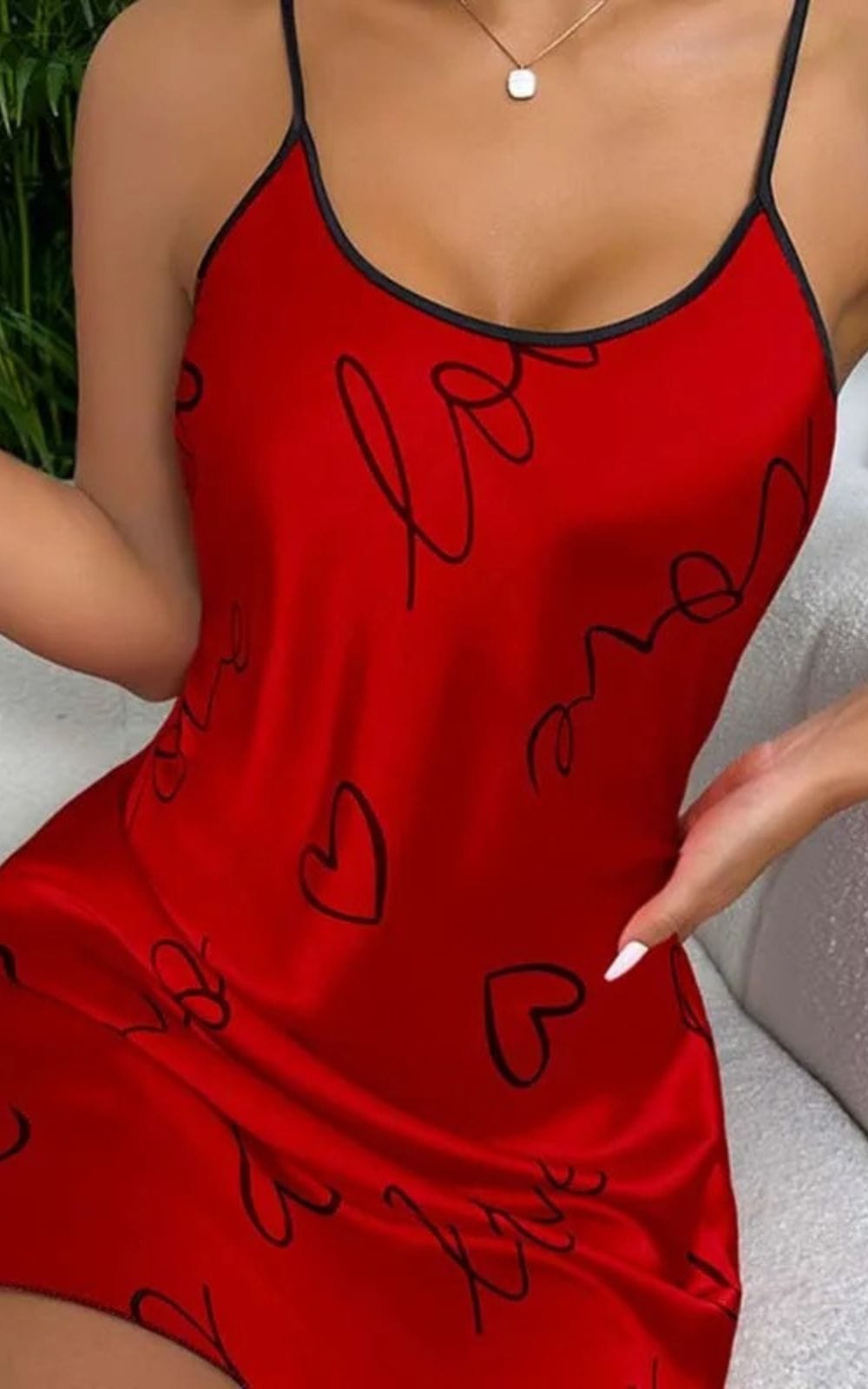 Chemise de Nuit Femme | Satin  Rouge / S