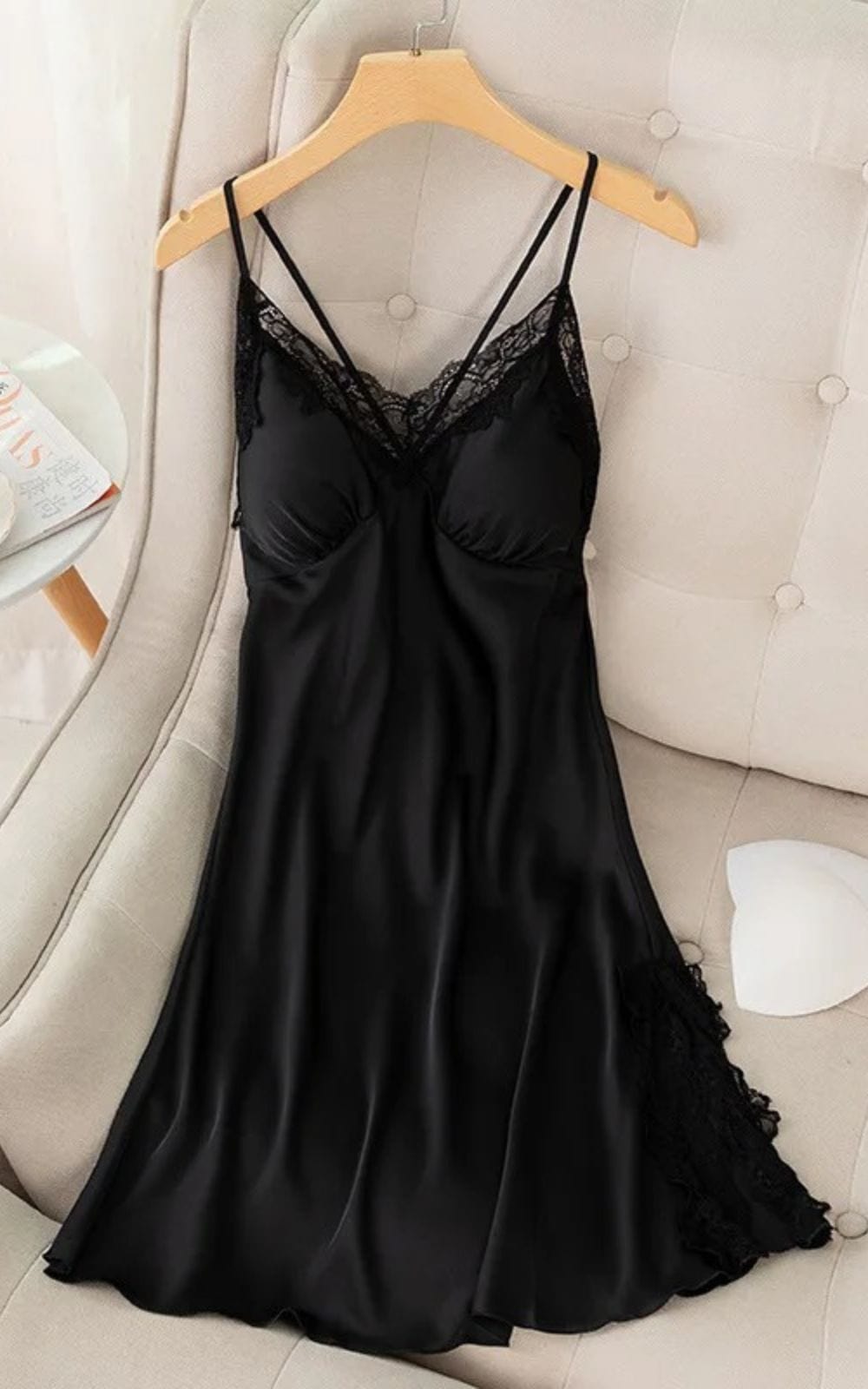 Femme | Robe de Nuit en Satin  Noir / M