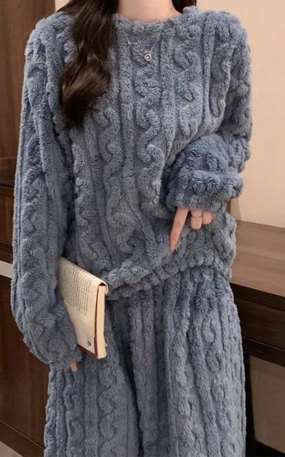 Pyjama Chaud Femme | Polaire  Bleu / convient aux silhouettes de 40 kg à 70 kg